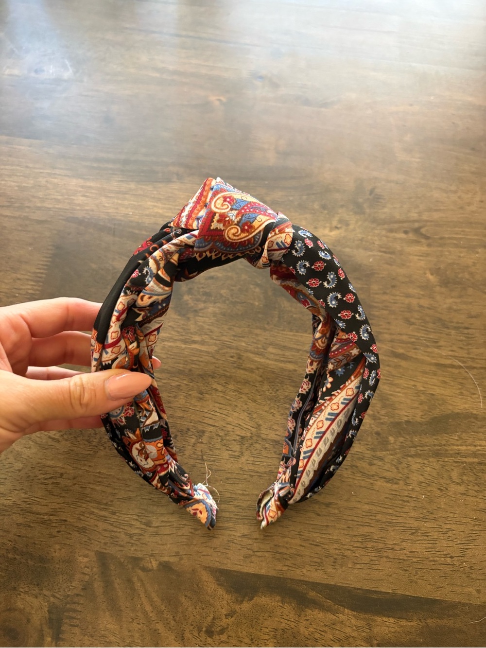 Black Paisley Knotted Headband